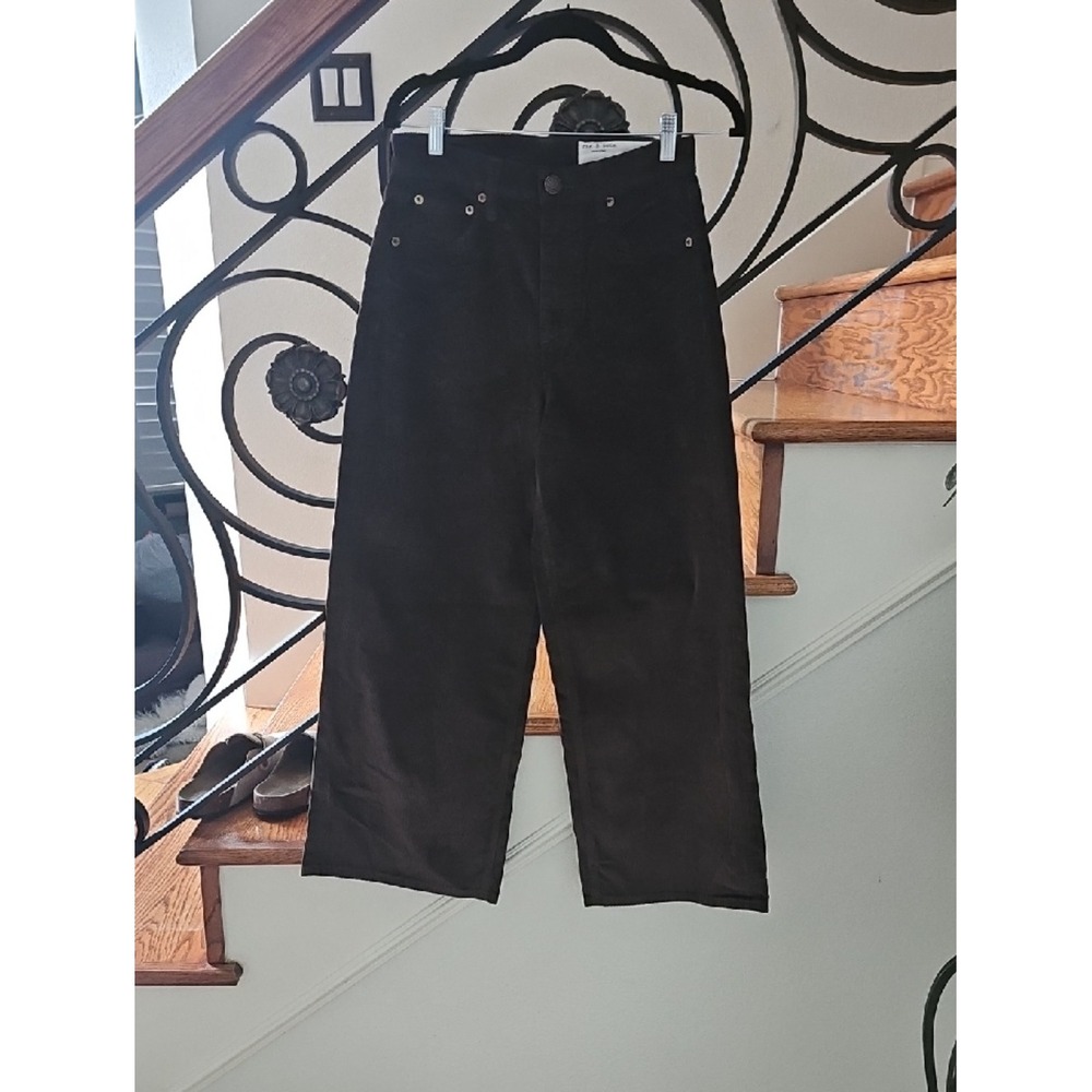 Rag & Bone Andi High Rise Wide Leg Corduroy Pants Balsam Green 26 RJ2125F1XBA